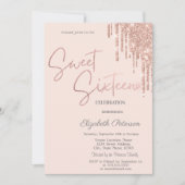 Invitation Rose Parties scintillant or Drips Blush Rose Swee (Devant)