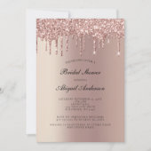 Invitation Rose Parties scintillant or Drivers Bridal Shower  (Devant)