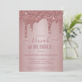 Invitation Rose Parties scintillant or Drives Brunch Bubbly (Debout devant)