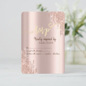 Invitation Rose Parties scintillant or  Drives Gold RSVP (Debout devant)