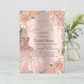 Invitation Rose Parties scintillant or Drives Robe Peach Ros (Debout devant)