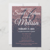 Invitation Rose Parties scintillant or éclaboussent Marine Bl (Devant)