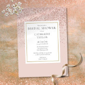 Invitation Rose Parties scintillant or Elegant Fête des marié