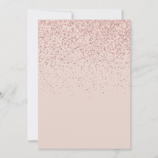 Invitation Rose Parties scintillant or Elegant Fête des marié (Dos)