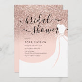 Invitation Rose Parties scintillant or Élégante Fête des mari (Devant / Derrière)