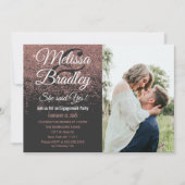 Invitation Rose Parties scintillant or étincelles Fiançailles (Devant)