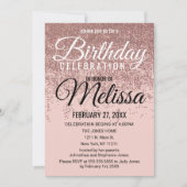 Invitation Rose Parties scintillant or étincelles rose pâle A (Devant)