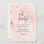 Invitation Rose Parties scintillant or Filles Baby shower Inv (Devant)