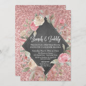 Invitation Rose Parties scintillant or Floral Chalkboard Brun (Devant / Derrière)