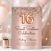 Invitation Rose Parties scintillant or Foil Balloon Sweet 16e