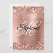 Invitation Rose Parties scintillant or Foil fantaisie Monogra (Dos)