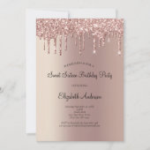 Invitation Rose Parties scintillant or goutte glam Sweet 16 A (Devant)