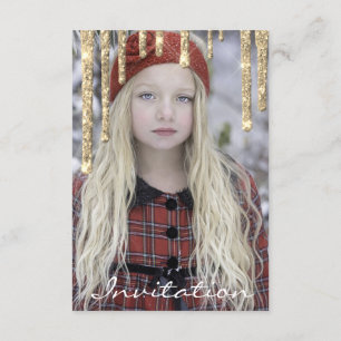 Invitation Rose Parties scintillant or gouttes Anniversaire