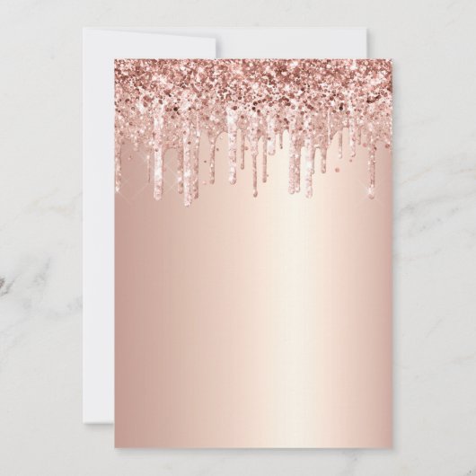 Invitation Rose Parties scintillant or gouttes Girly Modern S (Dos)