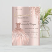 Invitation Rose Parties scintillant or gouttes robe Quinceañ (Debout devant)