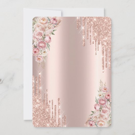 Invitation Rose Parties scintillant or gouttes robe Rose Qui (Dos)