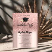 Invitation Rose Parties scintillant or Graduation Cap Graduat