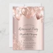 Invitation Rose Parties scintillant or Lecteurs Ballons retra (Devant)