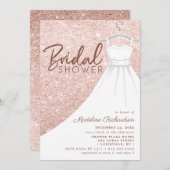 Invitation Rose Parties scintillant or Mariage robe Fête des (Devant / Derrière)