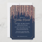 Invitation Rose Parties scintillant or Marine Blue Fringe Gen (Devant)