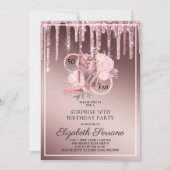 Invitation Rose Parties scintillant or perches 50e anniversai (Devant)