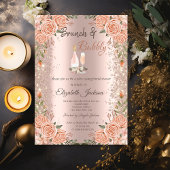 Invitation Rose Parties scintillant or Poussière Brunch Rose