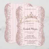 Invitation Rose Parties scintillant or Poussière Couronne Pin (Devant / Derrière)