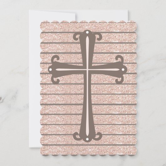 Invitation Rose Parties scintillant or première communion Inv (Dos)