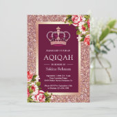 Invitation Rose Parties scintillant or Princesse rose Floral  (Debout devant)