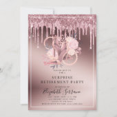 Invitation Rose Parties scintillant or  retraite surprise (Devant)