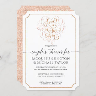Invitation Rose Parties scintillant or Script Amour dans Air 