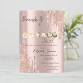 Invitation Rose Parties scintillant or Sushi Fête des marié (Debout devant)