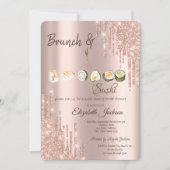 Invitation Rose Parties scintillant or Sushi Fête des marié (Devant)