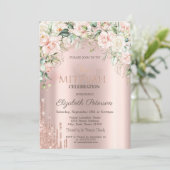 Invitation Rose Parties scintillant Rose Gold Bat mitzvah (Debout devant)