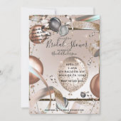 Invitation Rose Parties scintillant rose or Fête des mariées (Devant)