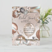 Invitation Rose Parties scintillant rose or Fête des mariées (Debout devant)