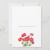 Invitation rose passionné de pavot rouge et orange dahlia ran (Dos)