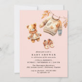 Invitation Rose Pastel | Bébé Bébé Bébé Belle Chute fille Dou (Devant)