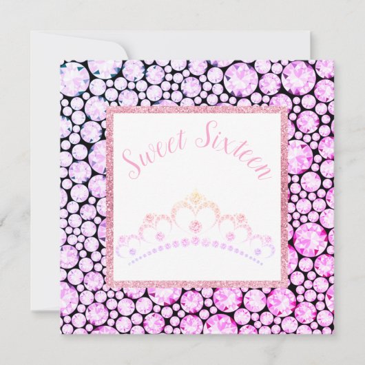 INVITATION ROSE PASTEL DIAMOND PRINCESS TIARA SIXTEEN (Devant)