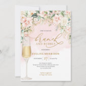 Invitation Rose pastel doux & brunch doré et mousseux (Devant)