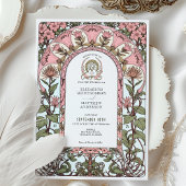 Invitation Rose & Pastel Elegance Art Nouveau Mariage