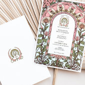 Invitation Rose & Pastel Elegance Art Nouveau Mariage