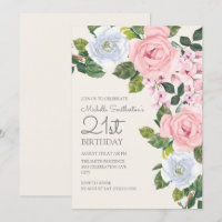 Rose pastel et blanc floral 21e anniversaire femme
