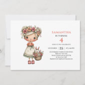 Invitation Rose Pastel pour les 7 ans de la Fille (Devant)