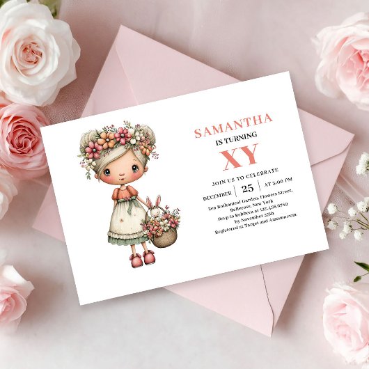 Invitation Rose Pastel pour les 7 ans de la Fille