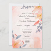 Invitation Rose Peach Blue Coral Fête des mariées florale (Devant)