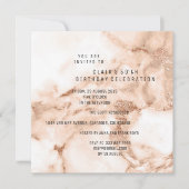 Invitation Rose Peach Gold Marble Minimale Anniversaire Fête (Devant)