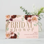 Invitation Rose Peachy Gold rose Bourgogne Fête des mariées R (Debout devant)