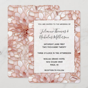 Invitation Rose Pearl Mariage Floral or
