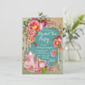 Invitation Rose Pearl Tea Party (Debout devant)